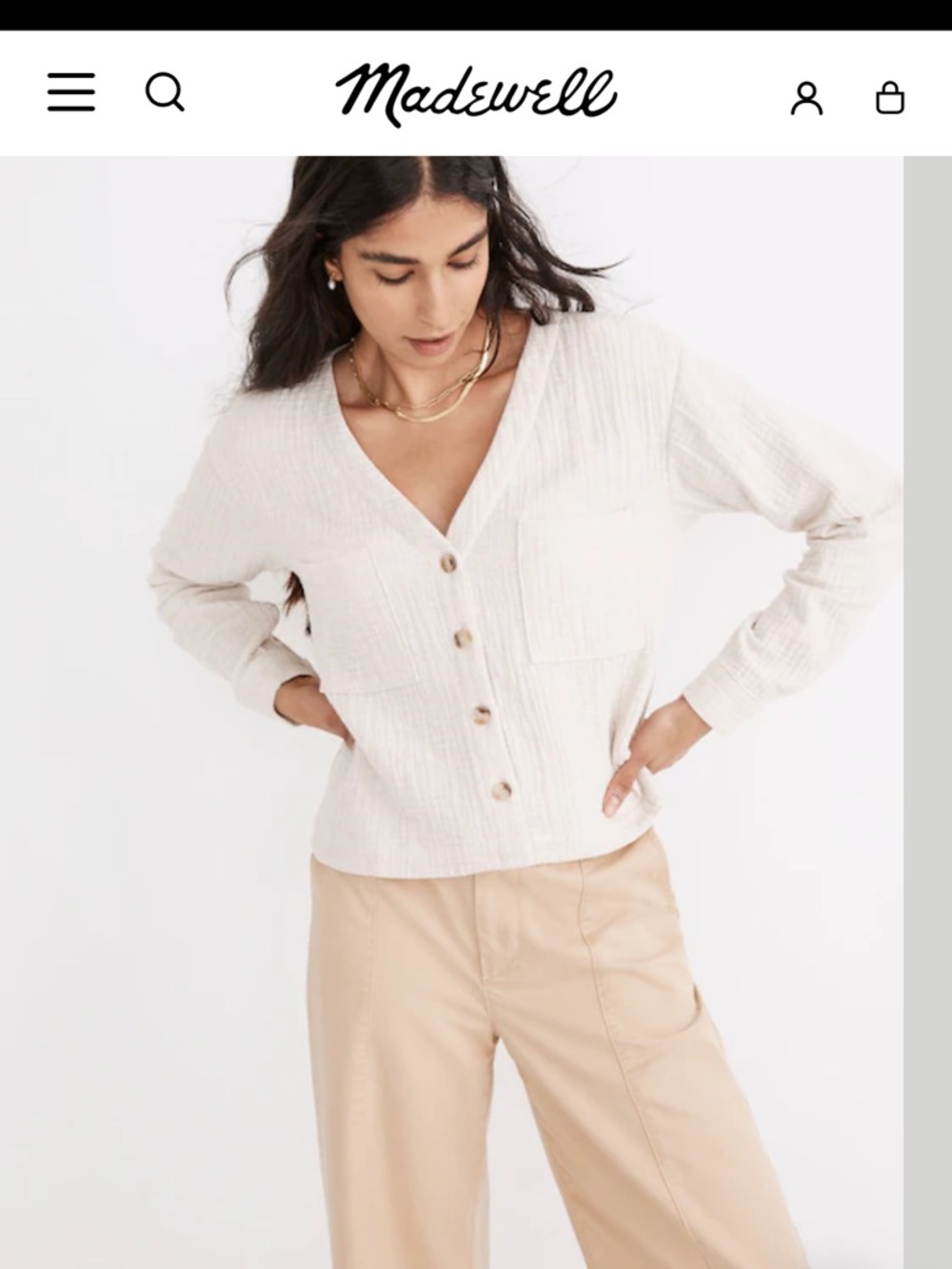 Madewell Lightspun Cardigan Top in Oatmeal Melange Size Small - Picture 12 of 15